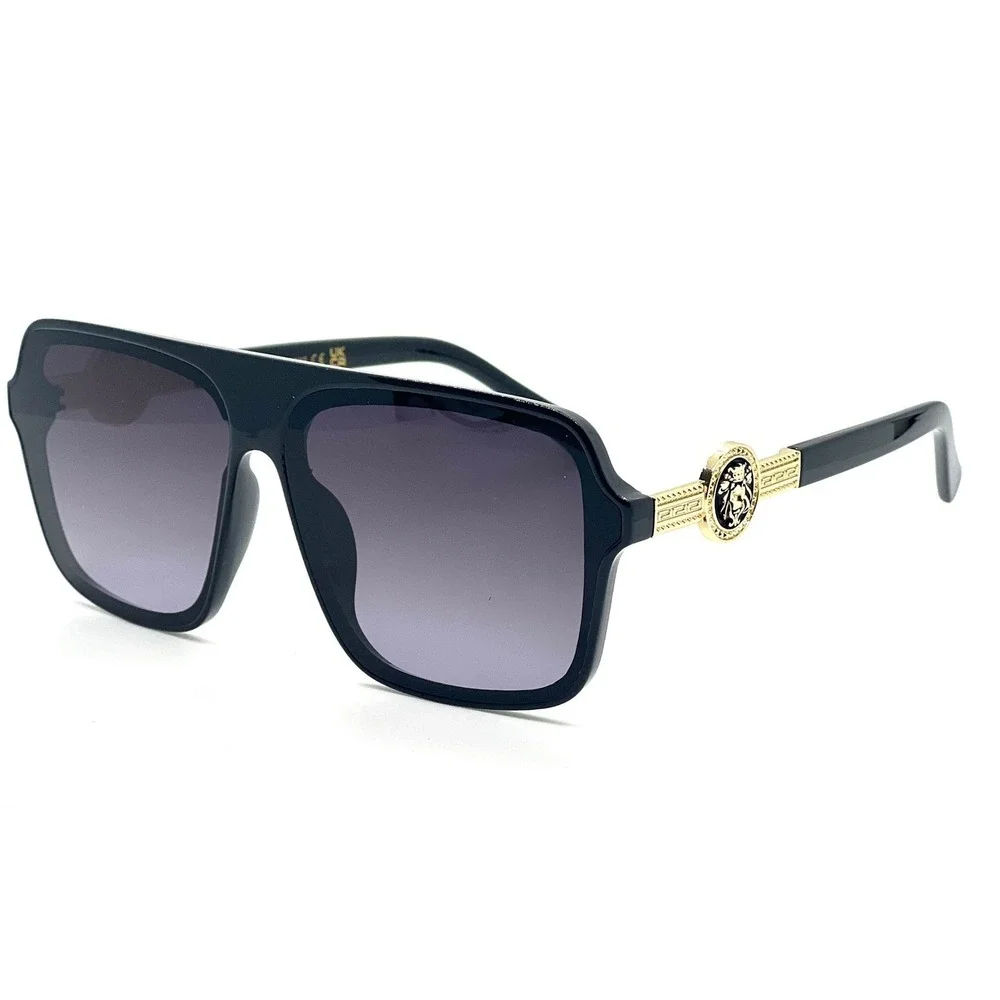 Retro Oversized Square Vintage Gold Metal Men Designer Fashion Sunglasses Luxury